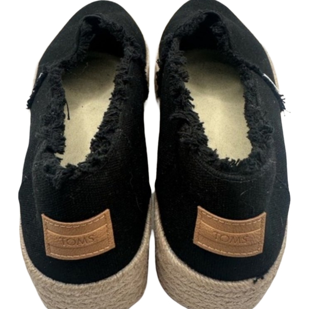 TOMS Valencia Black Canvas Platform Espadrille Slip-On 11 NWOT - Picture 7 of 12
